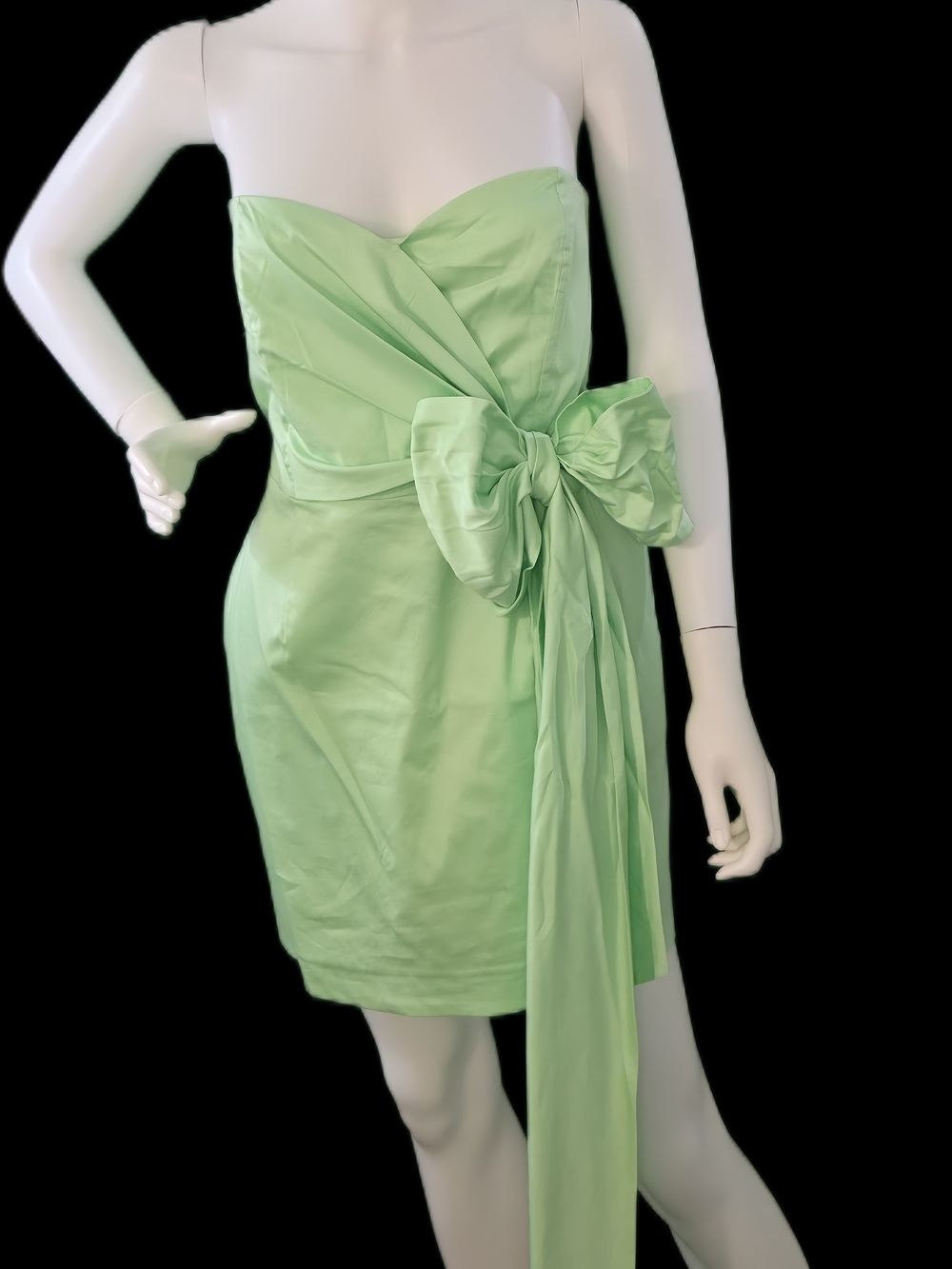 French Connection Mint Green Strapless Mini Dress with Side Bow